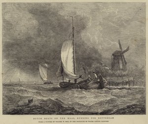 Dutch Boats on the Maas, Running for Rotterdam by Walter William May